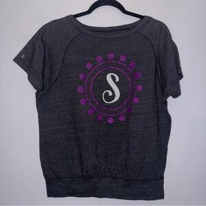 Holloway women’s size large charcoal gray short sleeve top with white letter S a